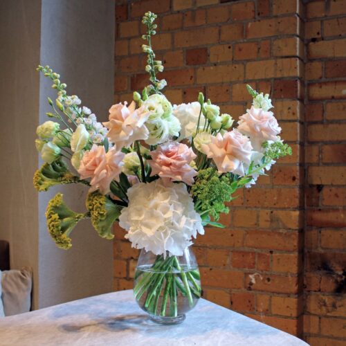 Soft and sweet Valentines bouquet in vase